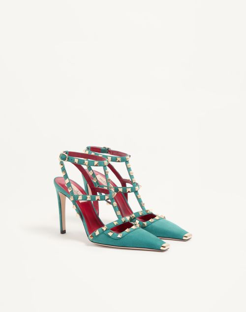 Valentino Garavani - Rockstud Wildlederpumps 100mm - Aquamarin - Frau - Pumps Und Slingbacks