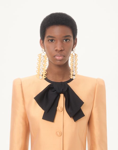 Valentino - Caban In Shantung - Melone/nero - Donna - Abiti