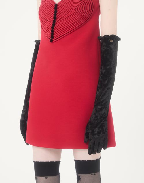 Valentino Garavani - Vlogo Signature Long Chenille Gloves - Black/gold - Woman - Soft Accessories - Accessories