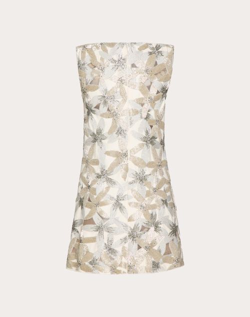 Valentino - Embroidered Crepe Couture Dress - Ivory/silver - Woman - Dresses