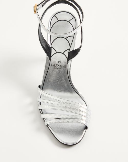 Valentino Garavani - Ladycrush Sandal In Laminated Nappa With Crystals 85mm - Silver - Woman - Sandals