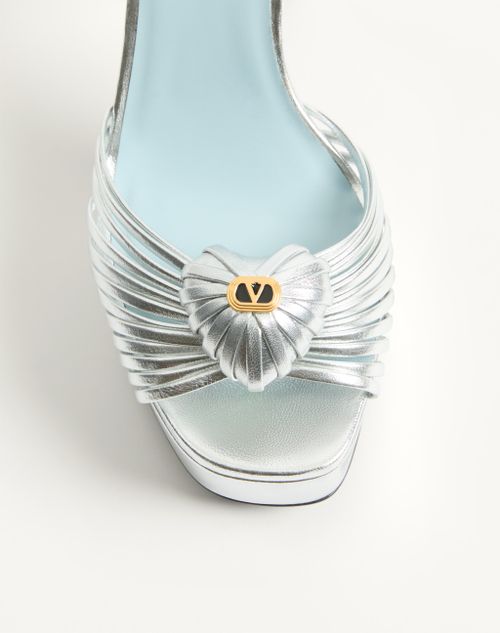 Valentino Garavani - Coeur Royal Platform Sandal In Laminated Nappa 115mm - Silver - Woman - Sandals