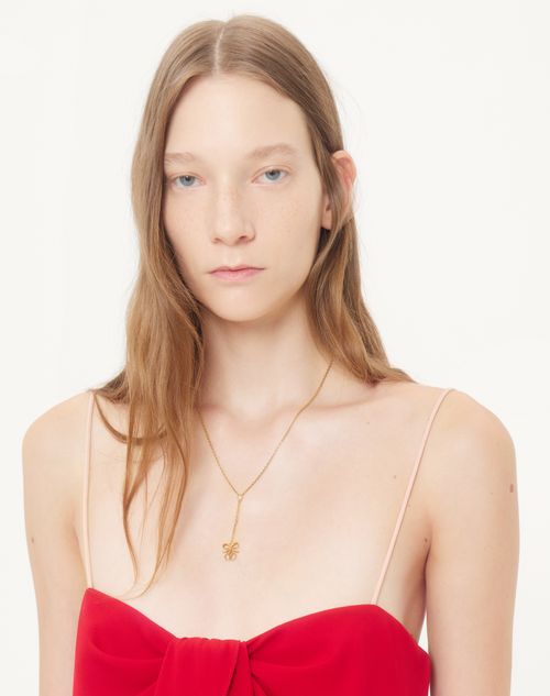 Valentino Garavani - Valentino Vlogo Floc Necklace In Metal And Swarovski® Crystals - Gold/crystal - Woman - Jewellery