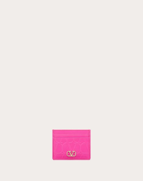 Valentino Garavani - Valentino Garavani Toile Iconographe Leather Cardholder In Calfskin - Pink Pp - Woman - Wallets And Small Leather Goods