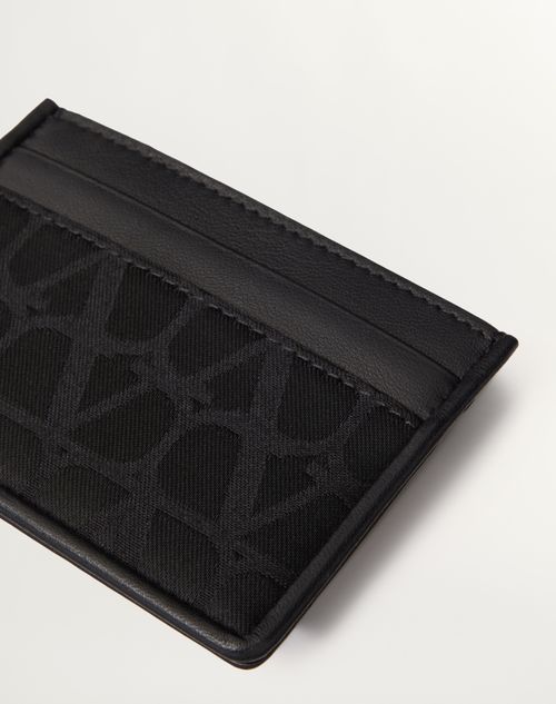 Valentino Garavani - Toile Iconographe Card Holder In Technical Fabric With Leather Details - Black - Man - Wallets And Small Leather Goods