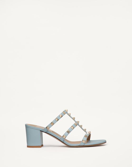 Valentino Garavani - Rockstud Calfskin Leather Slide Sandal 60 Mm - Porcelain Blue - Woman - Sandals