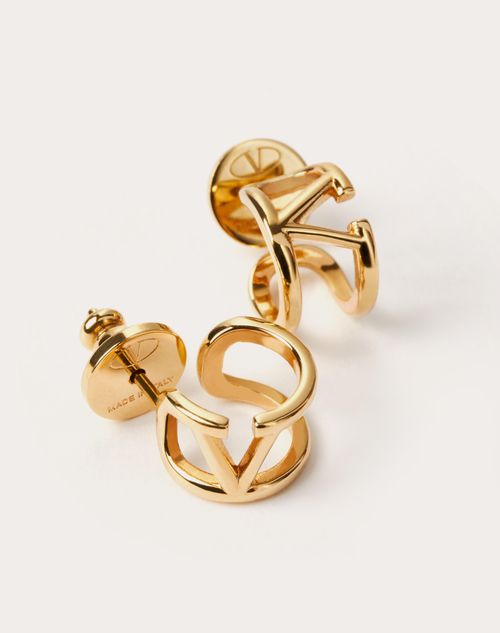 V Logo Stud Earrings in Gold - Valentino