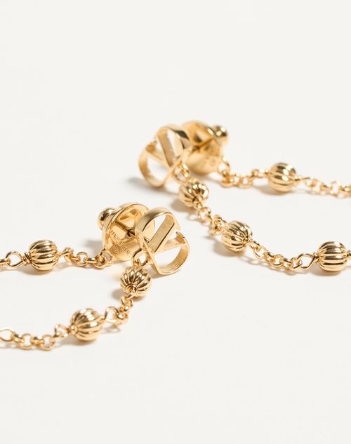 VALENTINO◆Vlogoシグネチャーチェーンピアス ゴールド メタル Vロゴ シグネチャー メタル ピアス for ウィメンズ インチ