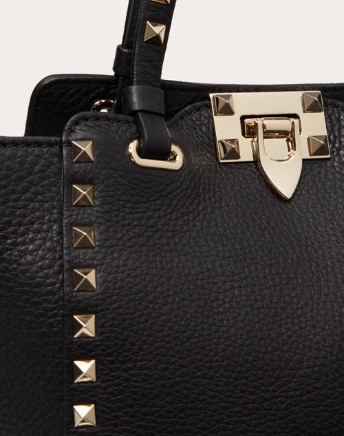 Mini Rockstud Grainy Calfskin Bag for Woman in Poudre