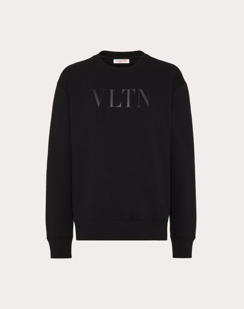 Valentino - Cotton Crewneck Sweatshirt With Vltn Print - Black - Man - Shelve - Mrtw (logo)