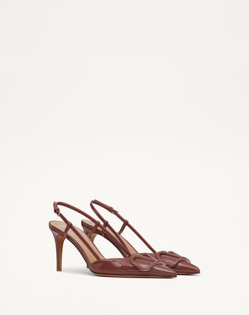 Valentino Garavani - Vlogo Signature Patent Leather Slingback Pump 80mm / 3.15 In. - Brown - Woman - Pumps