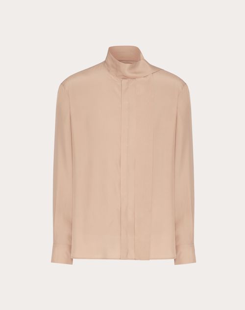 Valentino - Silk Shirt With Scarf Detail At Neck - Skin - Man - Shelf - Mrtw Formalwear