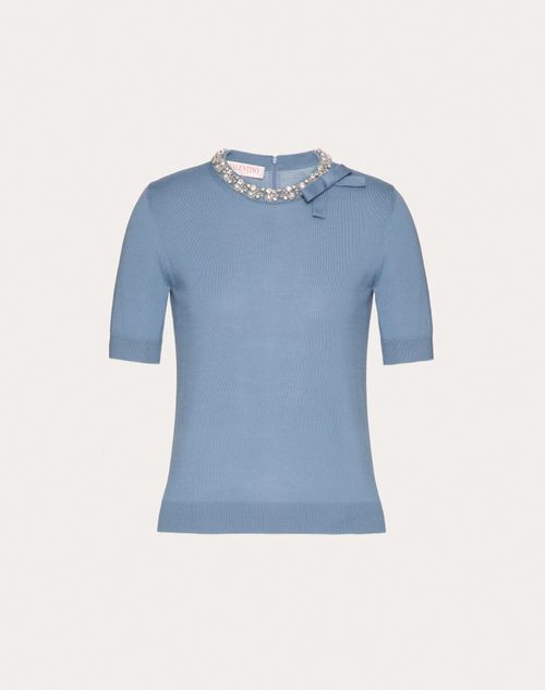 Valentino - Embroidered Wool Jumper - Azure - Woman - Ready To Wear