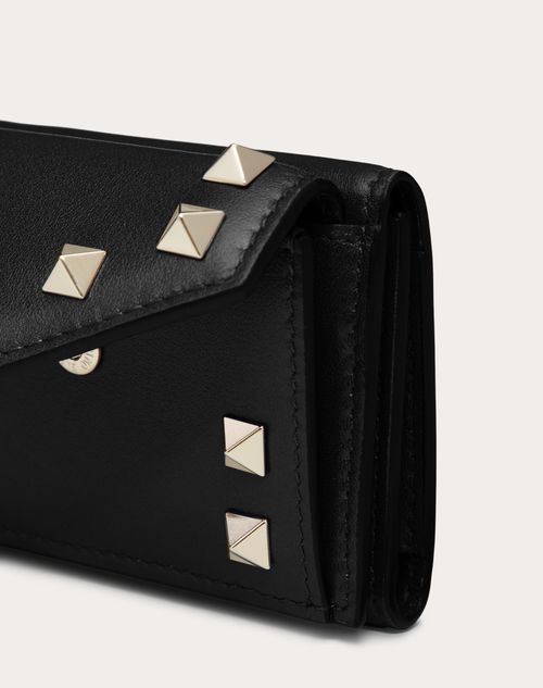 Valentino Garavani - Small Rockstud Calfskin Wallet - Black - Woman - Wallets And Small Leather Goods