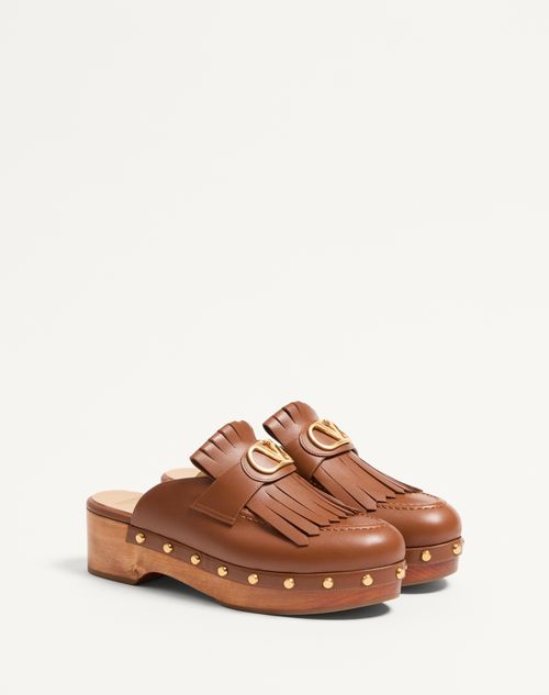 Vlogo Signature Fringed Calfskin Clog 45mm for Woman in Vlogo Signature Fringed Calfskin Clog 45mm for Woman in