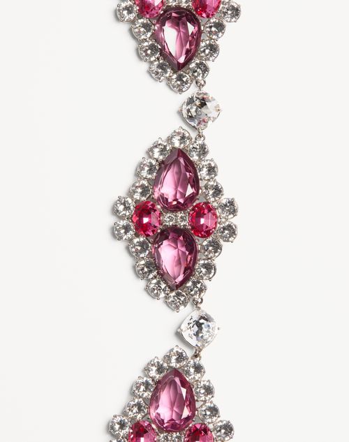 Valentino Garavani - Pas Plus Necklace In Metal, Resin, Enamel And Crystals - Palladium/cream/pink - Woman - Fashion Jewelry