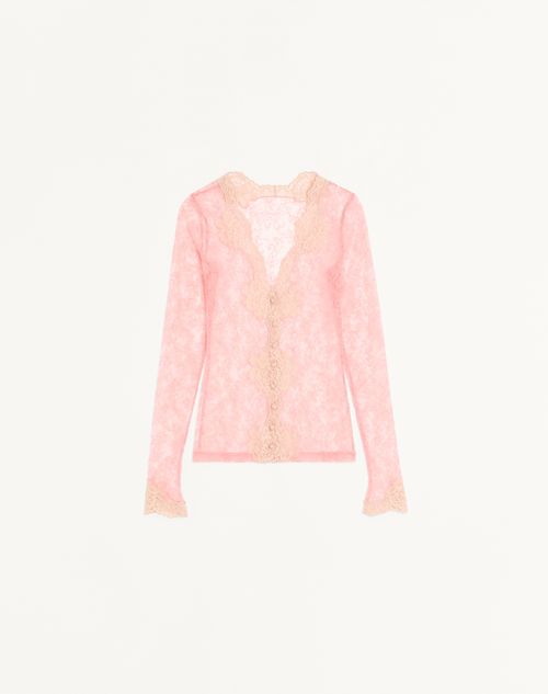 Valentino - Stretch Lace Cardigan - Pink - Woman - Shirts & Tops