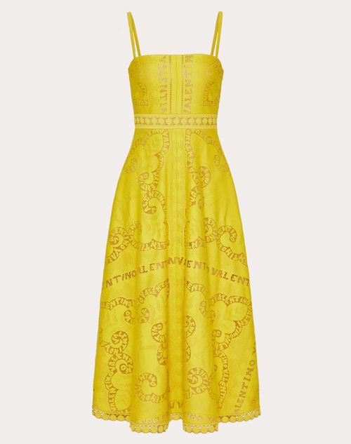 Yellow lace store midi dress