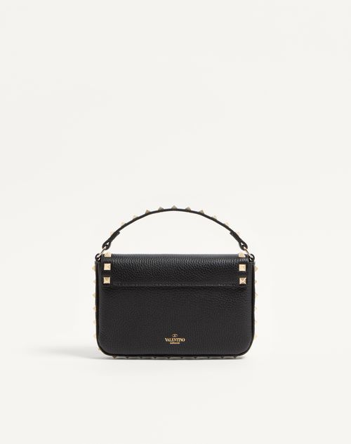Valentino Garavani - Rockstud Grainy Calfskin Pouch - Black - Woman - Clutches