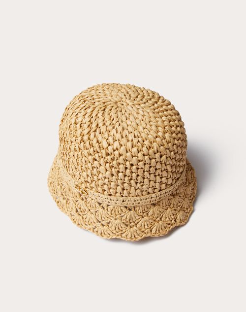 Valentino Garavani - Valentino Resort Crochet Bucket Hat With Metal Detail - Natural/gold - Woman - Woman View All