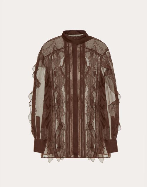 Valentino - Chiffon Blouse - Chocolate - Woman - Shirts & Tops