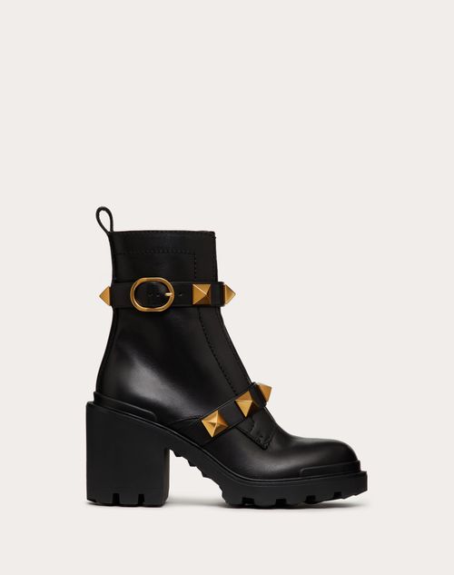 Valentino Garavani - Roman Stud Calfskin Combat Boot 85mm - Black - Woman - Boots