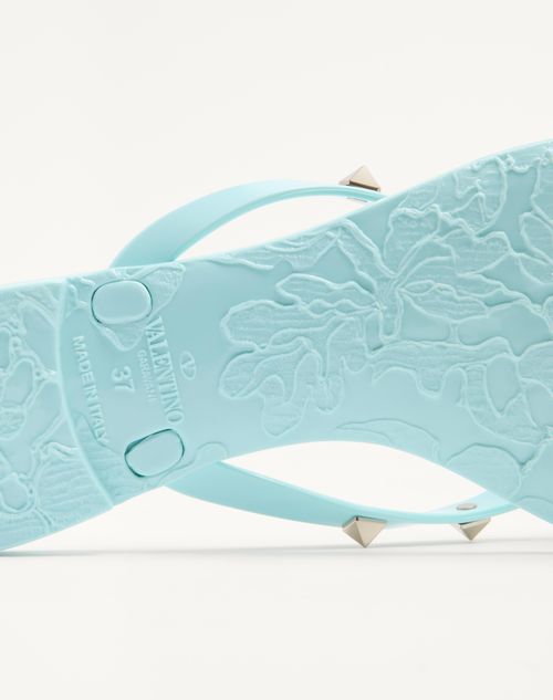 Valentino Garavani - Rockstud Rubber Slipper - Aquamarine - Woman - Slides And Thongs