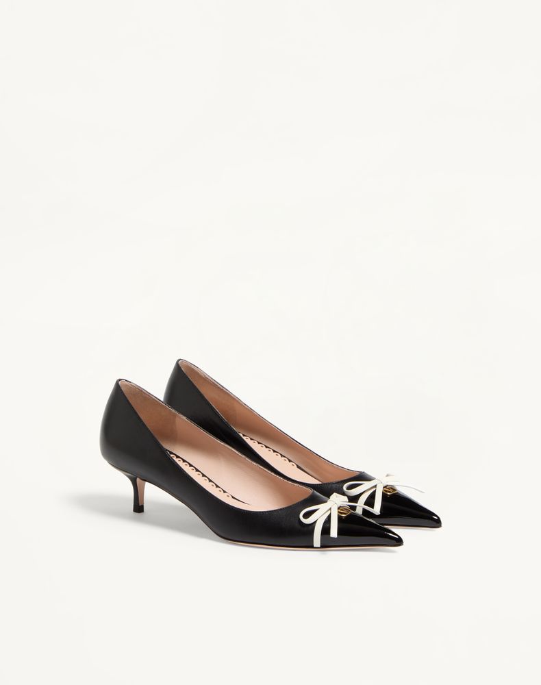 Valentino Garavani Bepointy Pump In Patent Leather And Kidskin 45Mm Woman Black/Ivory 37.5
