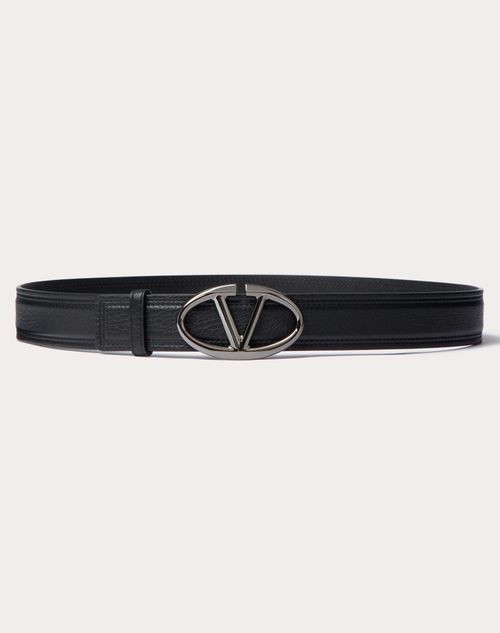 Valentino Garavani - Ceinture Vlogo The Bold Edition En Cuir De Veau Grainé, Hauteur : 35 mm - Noir - Homme - Ceintures