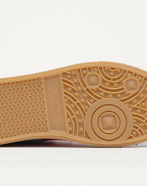 Valentino Garavani - Upvillage Low Top Trainer In Split Leather And Calfskin Nappa Leather - Grey/coral/black - Man - Sneakers