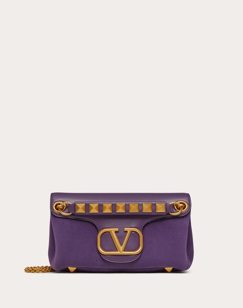 Valentino Garavani - Stud Sign Shoulder Bag In Nappa And Suede Leather - Purple - Woman - Valentino Garavani Stud Sign