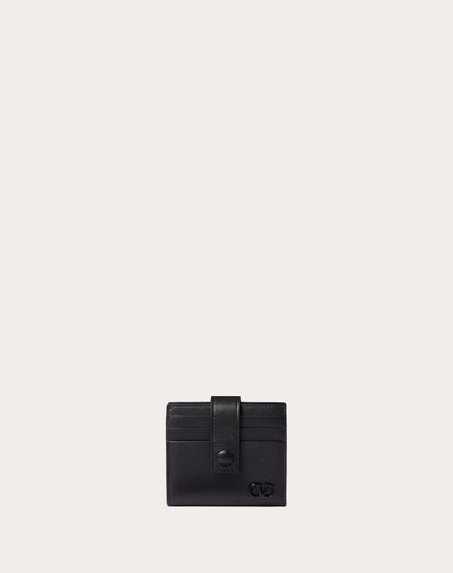 Valentino Garavani - Mini Vlogo Signature Calfskin Cardholder - Black - Man - Wallets And Small Leather Goods