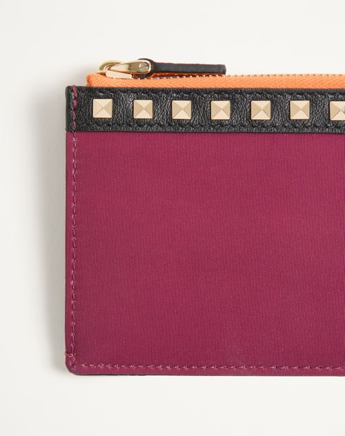 Valentino Garavani - Valentino Garavani Stud-up Coin And Cardholder In Nylon And Grainy Calfskin - Insolent - Man - Wallets And Small Leather Goods