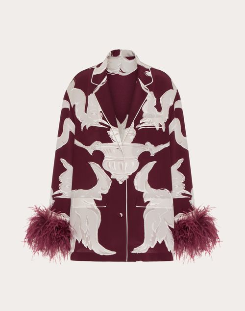 Valentino - Allover Metamorphos Gryphon Crepe De Chine Blouse - Amarone/perla - Woman - Shirts & Tops