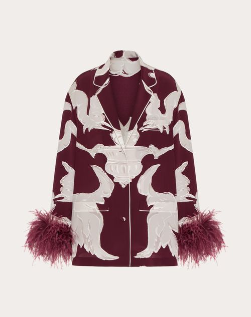 Valentino - Allover Metamorphos Gryphon Crepe De Chine Blouse - Amarone/perla - Woman - Shirts And Tops