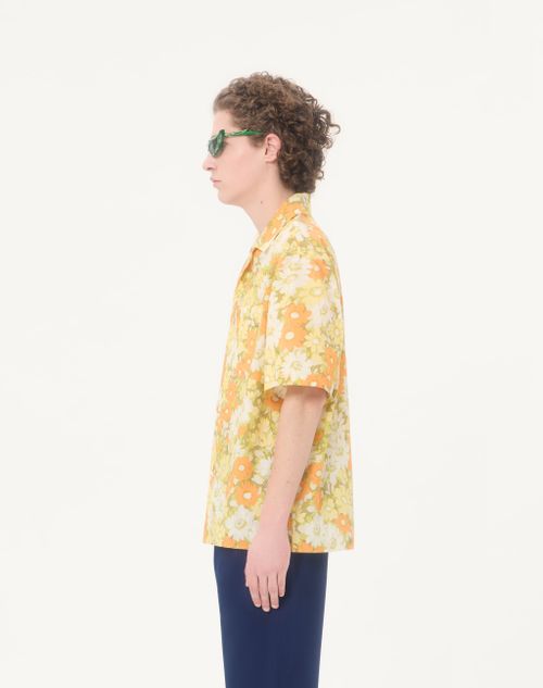 Valentino - Valentino Cotton Bowling Shirt With Papier Floral Print - Multicolor - Man - Shirts