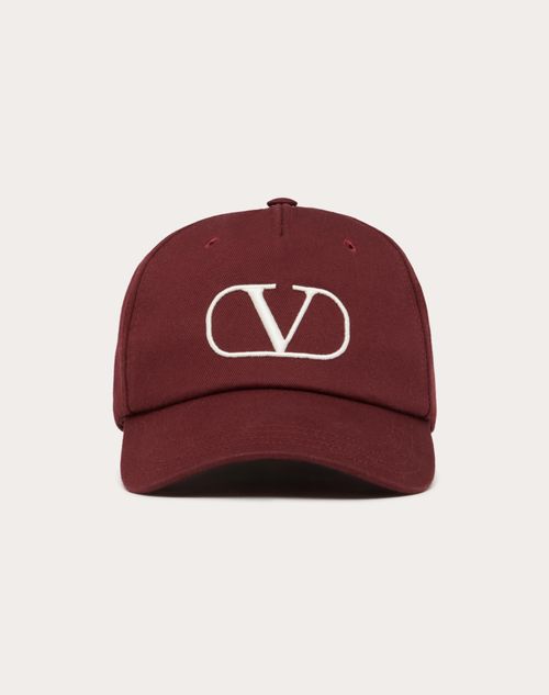 Valentino Garavani - Vlogo Signature Baseball Cap - Maroon - Man - Man Bags & Accessories Sale