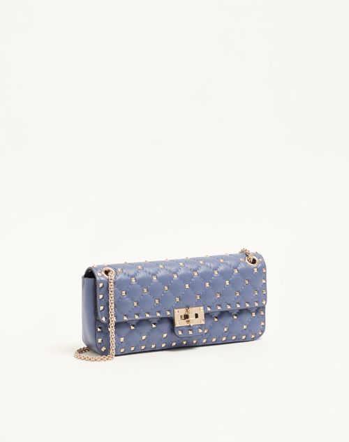 Valentino Garavani - Bolso De Hombro Mediano Valentino Garavani Rockstud Spike De Cabritilla - Dusk Blue - Mujer - Bolsos De Hombro