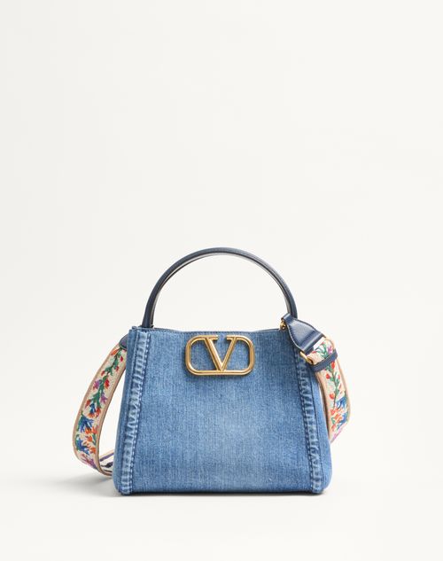 Valentino Garavani Alltime Medium Handbag In Denim With Valentino Garavani Alltime Medium Handbag In Denim With