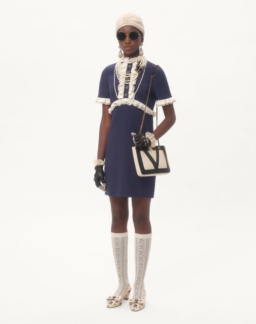 Valentino - Crepe Couture Short Dress - Indigo/ivory - Woman - Dresses