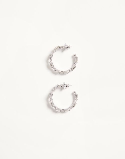 Valentino Garavani - Ovalette Metal And Swarovski® Crystal Earrings - Rhodium/crystal - Woman - Jewellery