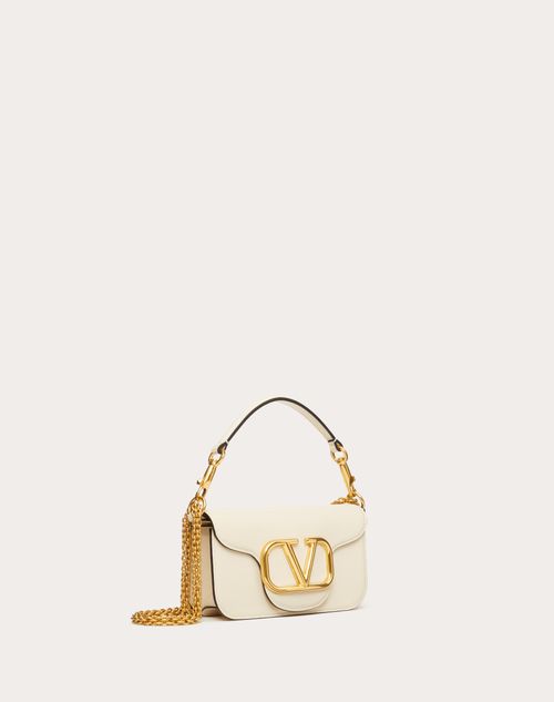 Valentino Garavani - Locò Small Shoulder Bag In Calfskin - Light Ivory - Woman - Shoulder Bags
