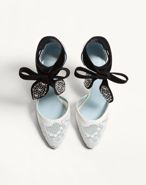 Valentino Garavani - Foliefoliage Pumps In Abrasive Calfskin And Lace 85mm - Ivory/nude/black - Woman - Woman Shoes Sale