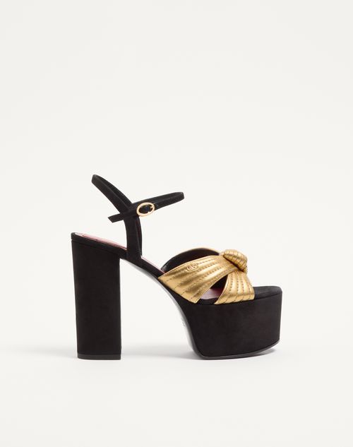 Valentino Garavani - Crasher Suede Platform Sandal 125mm - Black/gold - Woman - Sandals