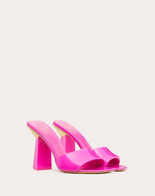 Valentino Garavani - Claquettes One Stud Hyper En Cuir Verni, Talon 105 mm - Pink Pp - Femme - Soldes Femme