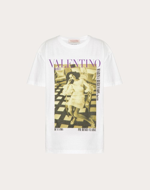ヴァレンティノ アーカイブ 1968 プリント ジャージー Tシャツ for 女性 インチ ホワイト/イエロー | Valentino JP