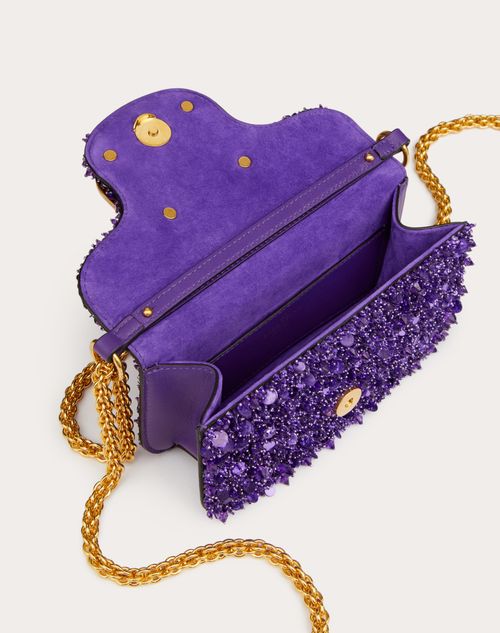 Small Locò Shoulder Bag With 3d Embroidery for Woman in Astral Purple