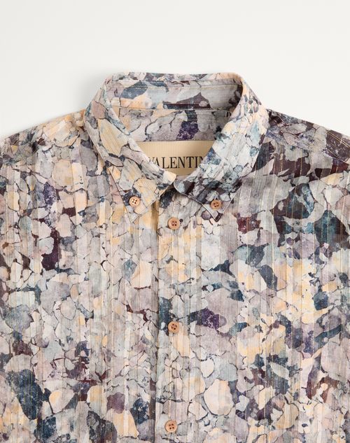Valentino - Valentino Silk And Lurex Shirt With All-over Urbs Print - Grey/multicolour - Man - Shirts