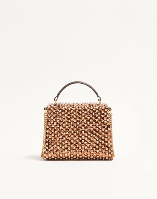Valentino Garavani - Valentino Garavani Vsling Embroidered Mini Handbag - Gold/tobacco - Woman - Top Handle Bags
