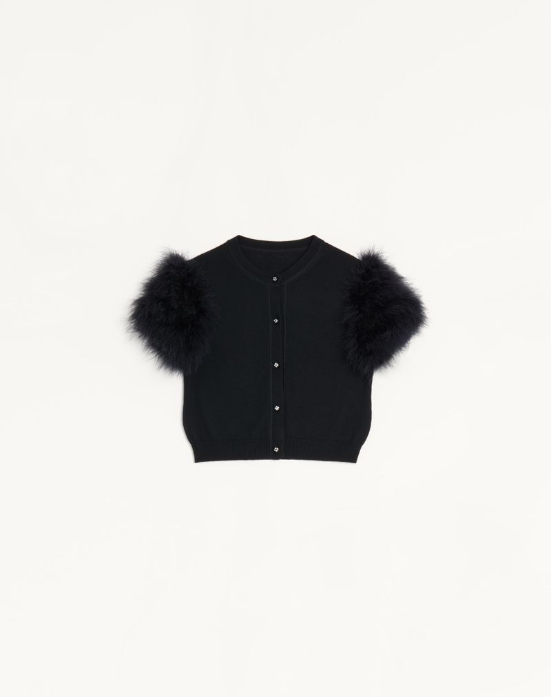 VALENTINO フェザー ウールニット カーディガン